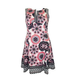 Liz Claiborne Woman’s Sleeveless V Neck Floral Lined Zip Back Fit Flare Size 8.